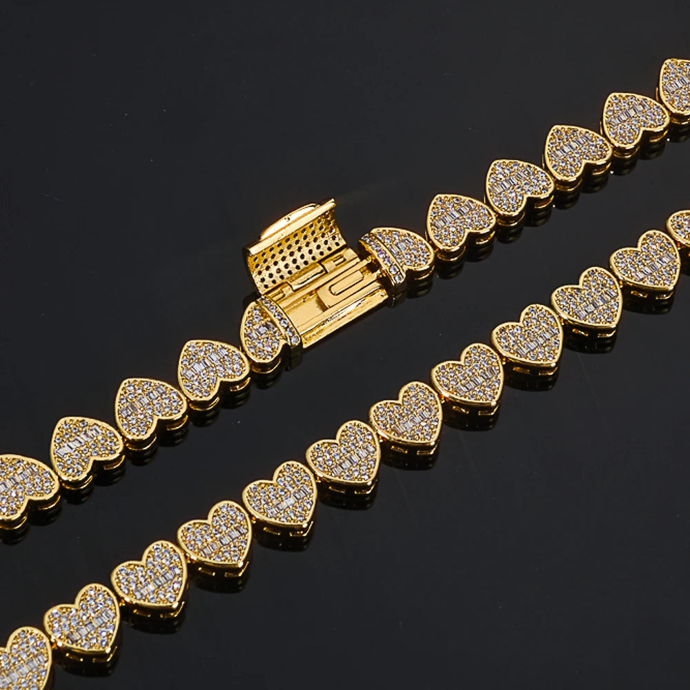 Heart Tennis Bracelet Silver 8MM Baguette Iced Out