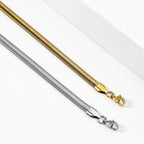 4mm Stainless Steel Flat Snake Chain Necklace Simple Silver Color Soft Chain Men Necklace Hip Hop Jewelry Trendy Accessories