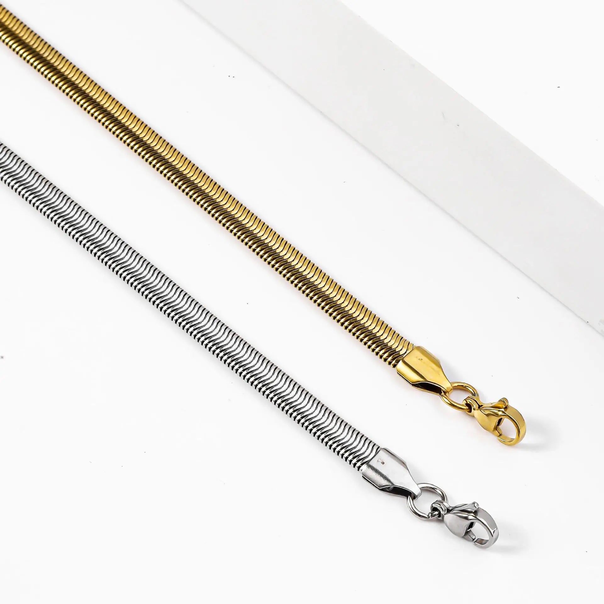 4mm Stainless Steel Flat Snake Chain Necklace Simple Silver Color Soft Chain Men Necklace Hip Hop Jewelry Trendy Accessories