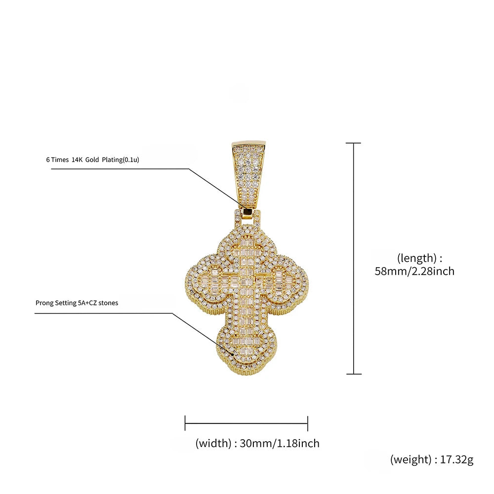 Gold Iced Out Cross Pendant Necklace CZ