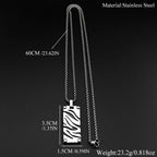 Hip Hop Stainless Steel Two-Tone Hollow Geometric Zebra Print Dog Tag Pendant Necklace for Men Male Punk Chain Jewelry Gift