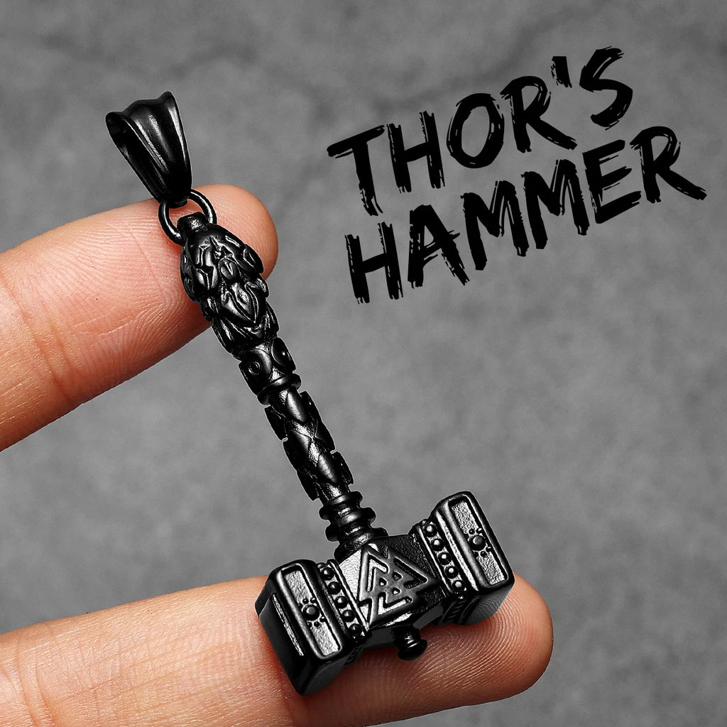 Viking Thor's Hammer Men Necklaces Stainless Steel Pendant Chain Women Punk Fashion Jewelry New In Accessories Gifts