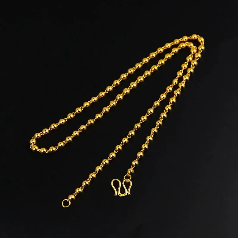 24K Gold AU999 Stylish Bead Necklace Men & Women - Rich hue, fine craft, style & quality combined