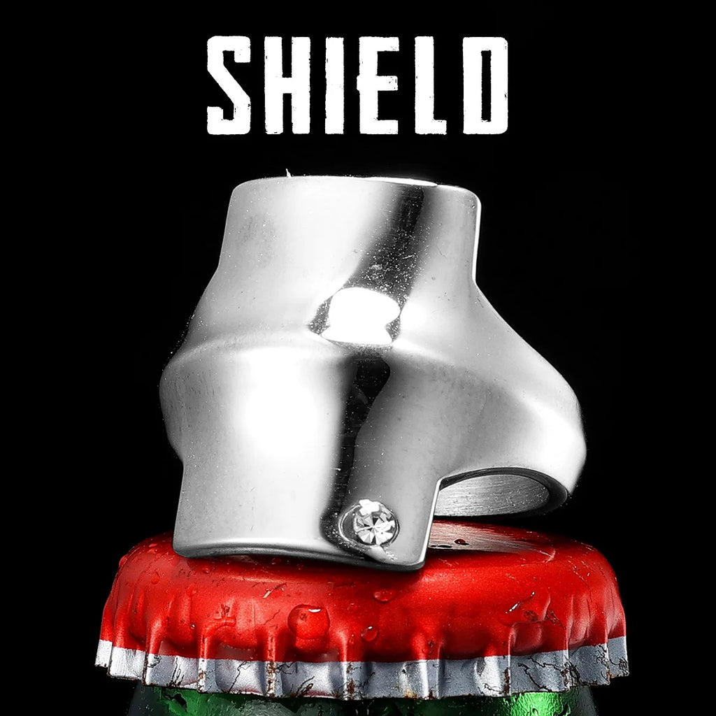 Shield Gemstone Ring — Stainless Steel