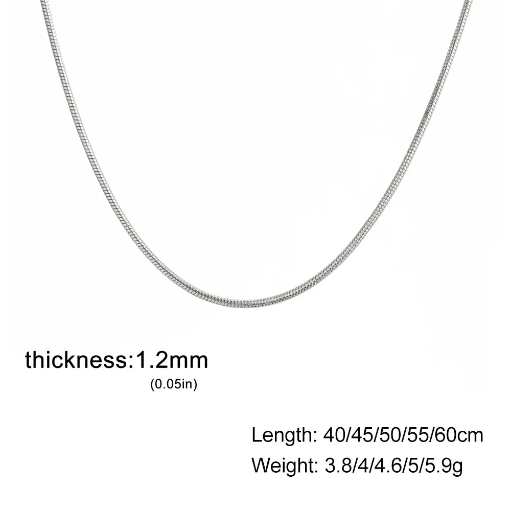 Skyrim Round Snake Chains Stainless Steel Necklace Men Women 40/45/50/55/60cm Length Unisex Hip Hop Punk Jewelry Gifts