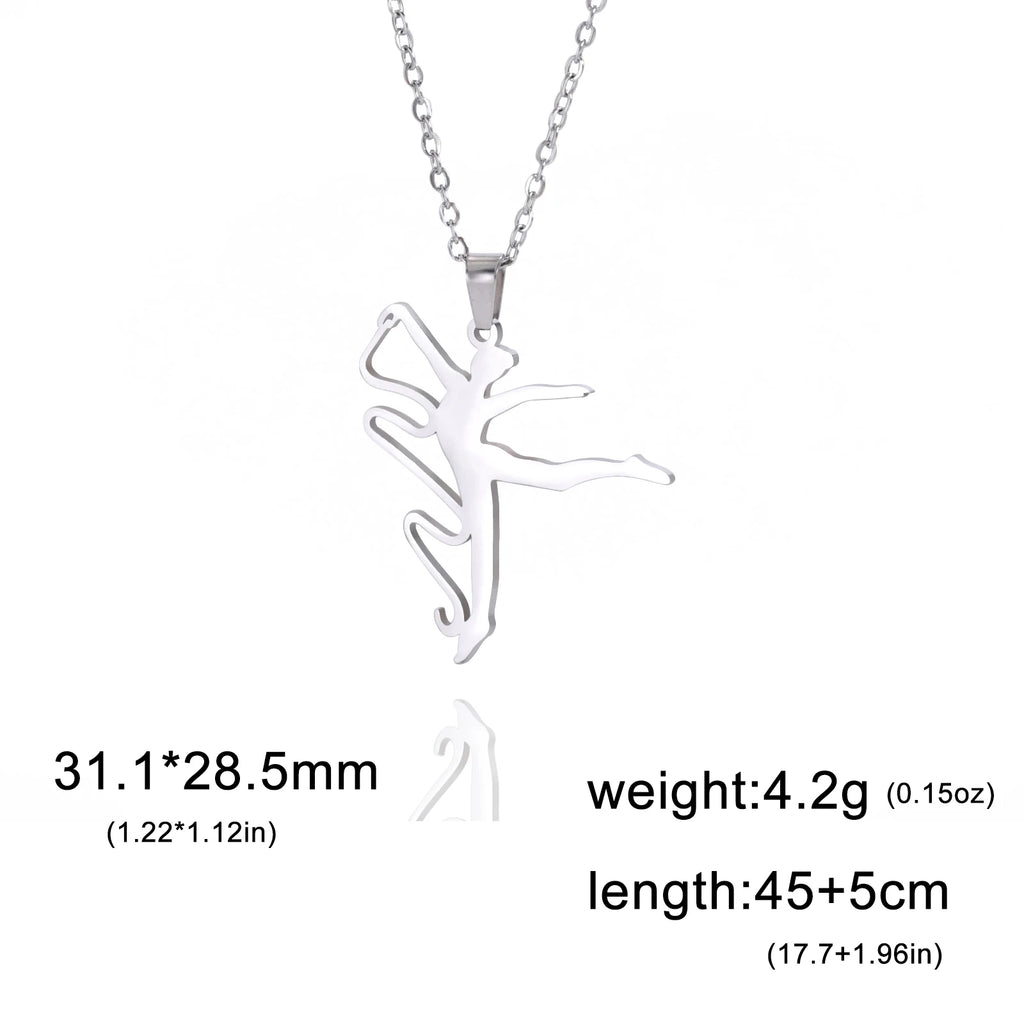 Unift Stainless Steel Sport Women Necklace Runner Rhythmic Gymnastics  Silhouette Pendant Fashion Birthday Jewelry Wholesale