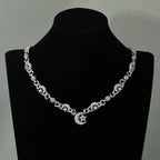 Iced Out Star Cuban Chain Necklace Moon CZ