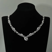 Iced Out Star Cuban Chain Necklace Moon CZ
