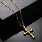 Minimalist Classic Cross Necklace for Men Women, Stainless Steel Chain Collar Necklace, Fashion Unisex Jewelry Gifts