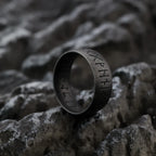 Viking Vegvisir Norse Runes Ring Antique Black — Stainless Steel