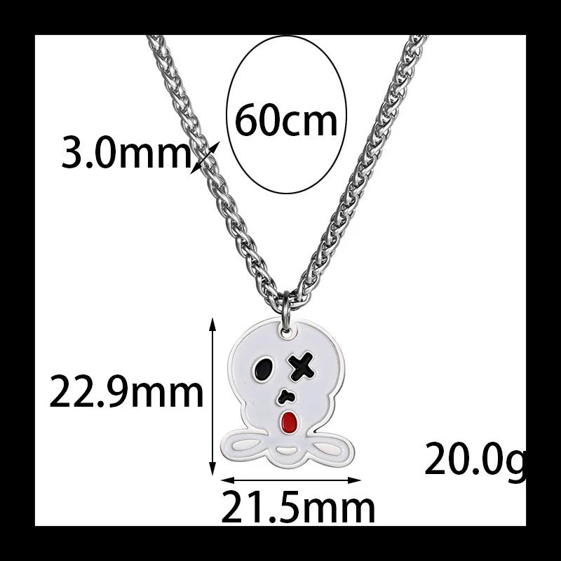 Skeleton Ghost Pendant Necklace — Stainless