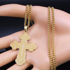 Stainless Steel Orthodox Cross Necklace Minimalist Latin Cross Budded Russian Slavic Christian Serbian Talisman