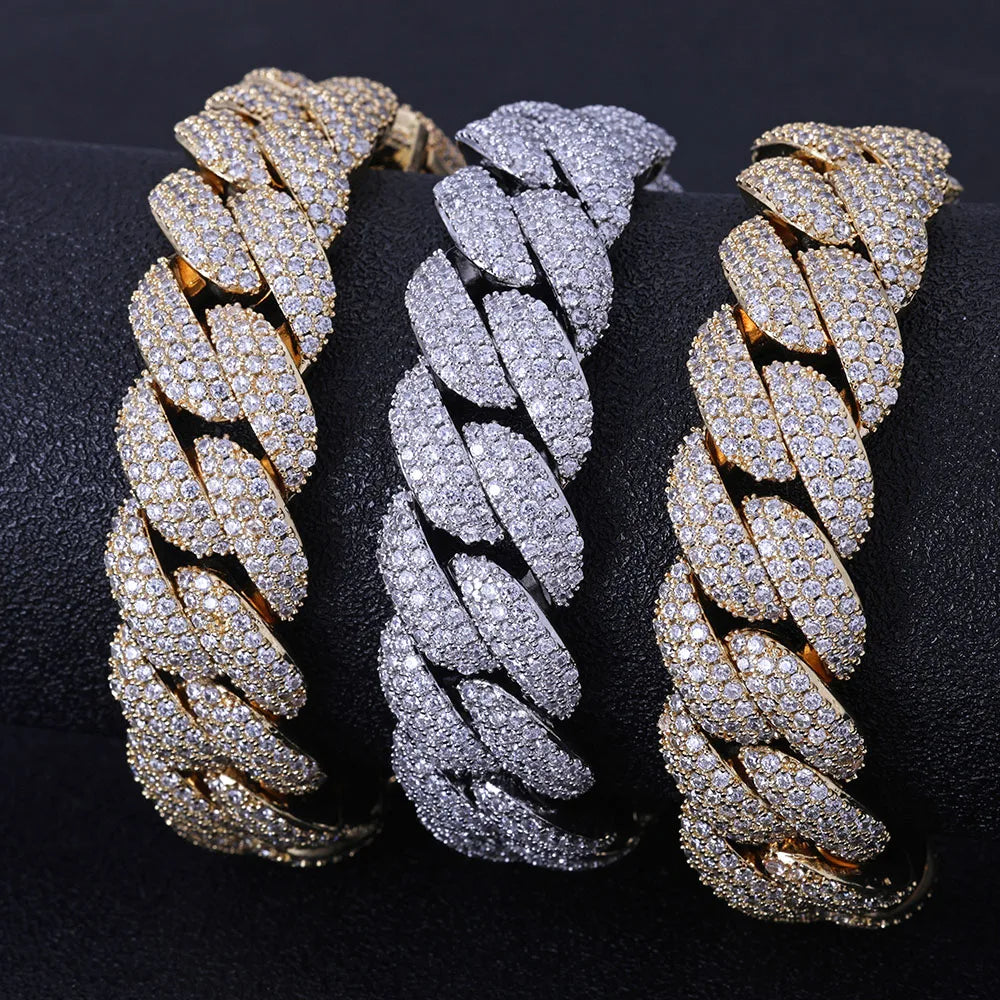 Gold Cuban Chain Necklace Iced Out 18MM 18K