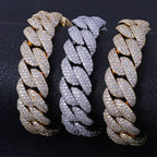 Gold Cuban Chain Necklace Iced Out 18MM 18K