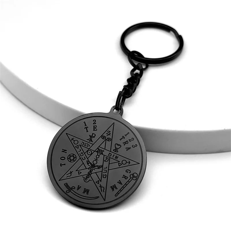 Star Key Gold Pendant Gothic Pentagram Witchcraft