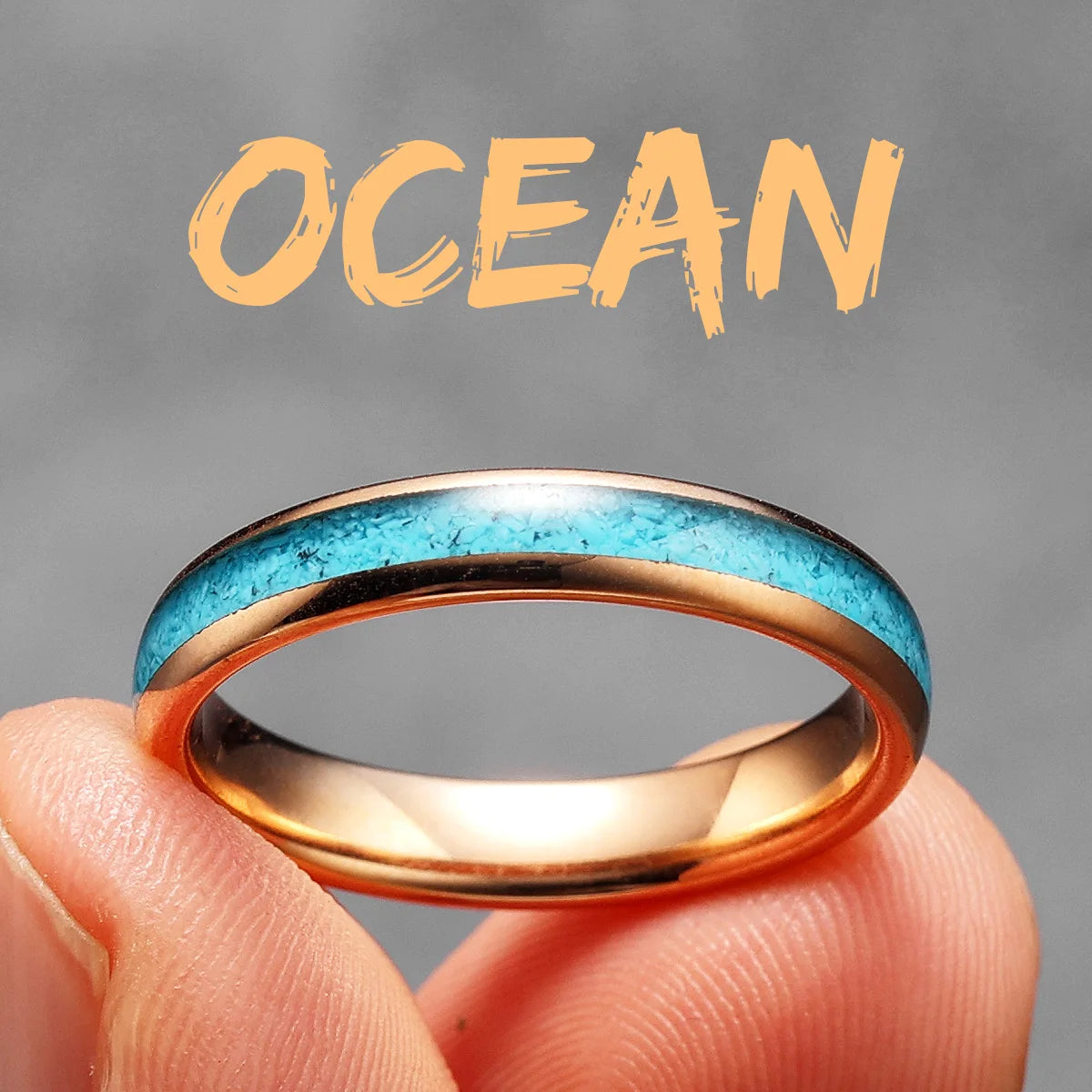 Turquoise Tungsten Ring — Stainless Steel