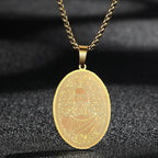 QIMING Dainty Saint George Pendant Necklace For Men Stainless Steel Warrior St. George's Dragon Medallion Mythology