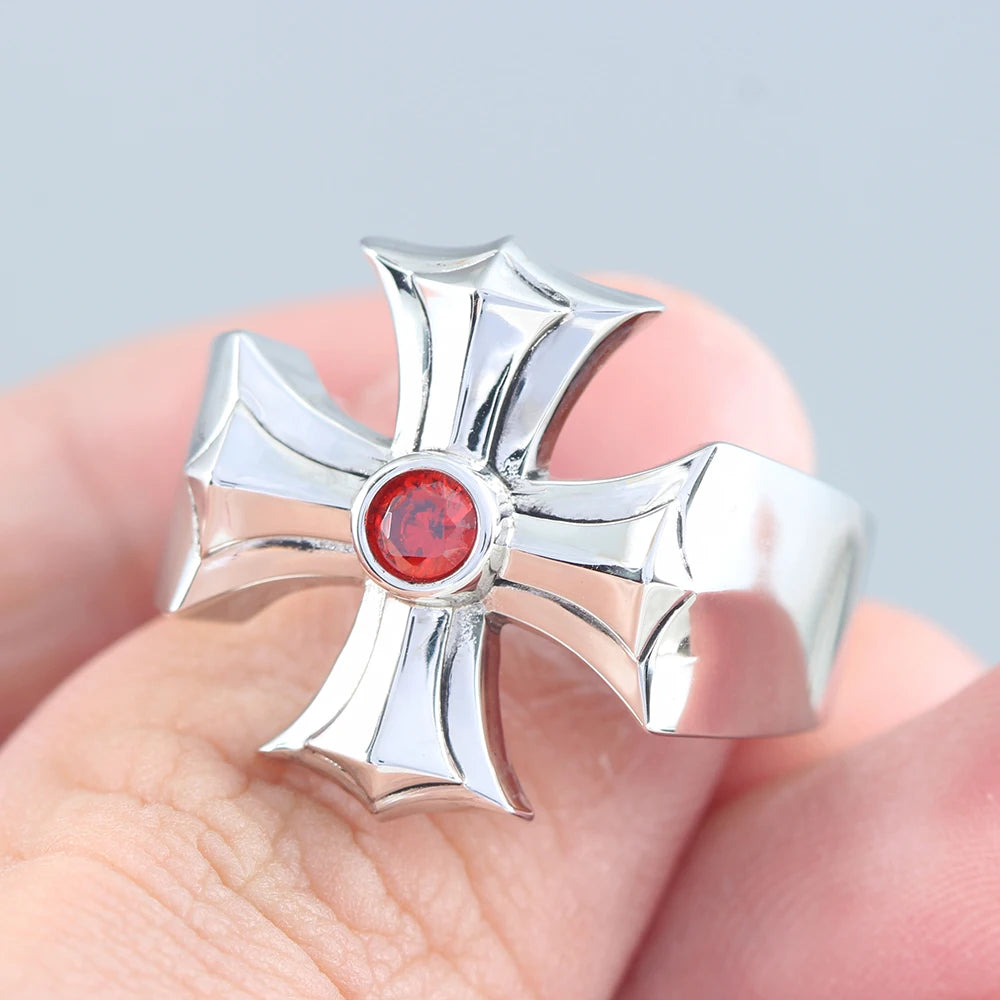 Iced Out Cross Jesus Ring — 925 Silver
