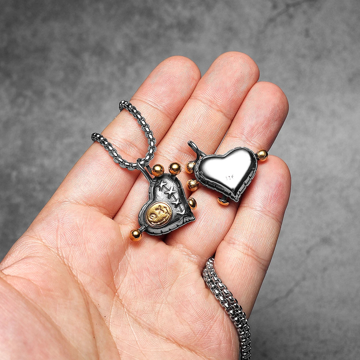 Heart Pendant Necklace Stainless Steel Gothic