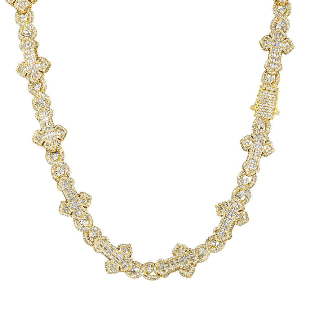Cross Cuban Chain Necklace Iced Out Stainless Steel