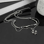 Titanium Steel Double-layer Moon Star Necklace Luxury Clavicle Chain Hip Hop Non Fading Couple Jewelry New Unisex  Punk Gift