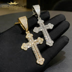 2025 New Arrived Iced Out Bling Sparking 5A Cubic Zirconia CZ Cross Pendant Tennis Chain Necklaces For Men Hip Hop Jewelry Gifts