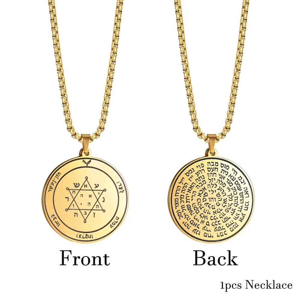EUEAVAN Key of Solomon Necklace Double Side Third Pentacle of the Venus Protection Love Stainless Steel Necklaces Amulet Jewelry