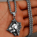 Viking Wolf Head Geri and Freki Necklace — Stainless Steel