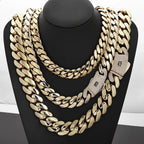 NY Hip Hop Jewelry Multiple Sizes Monaco Chain 14K Gold Plated 6/8/10/12/15MM Cuban Link Necklace for Men Party Gift