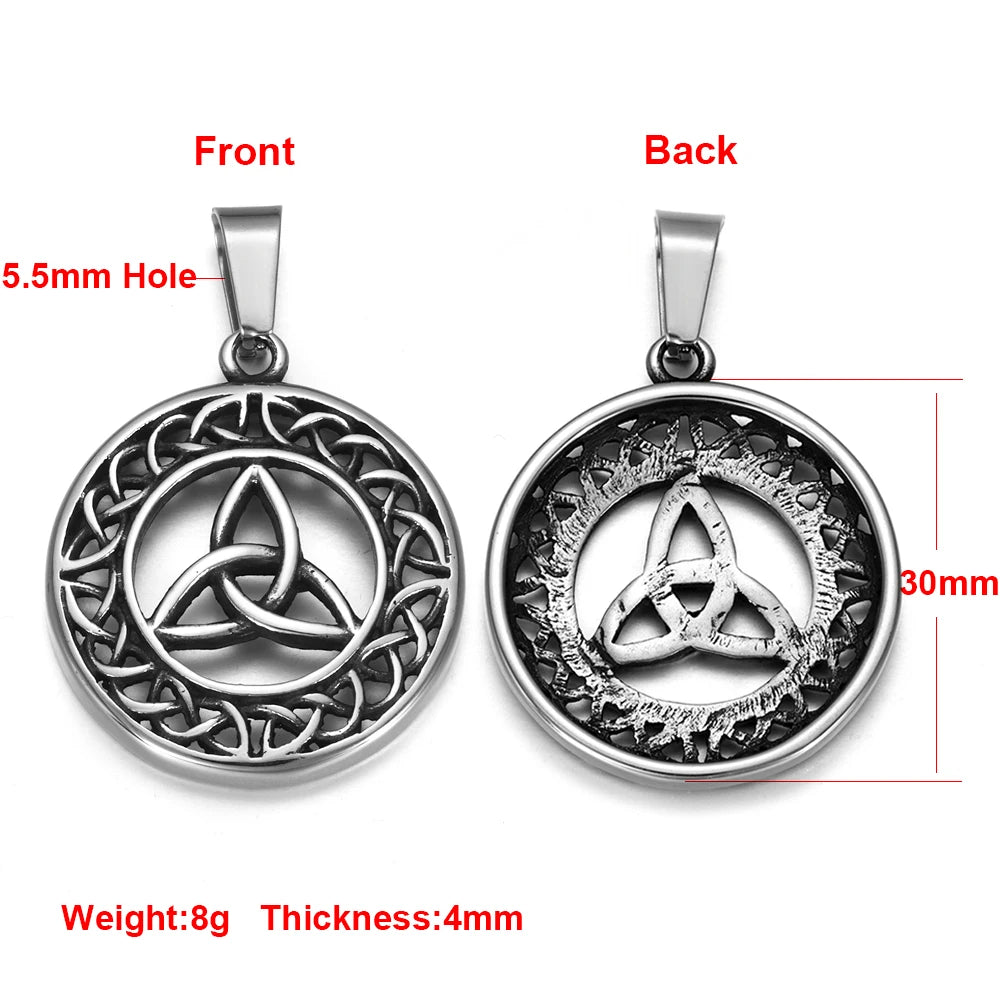 Norse Viking Rune Round Pendant Necklace — Stainless Steel