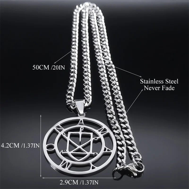 Silver Sigil Pendant Necklace — Stainless Steel