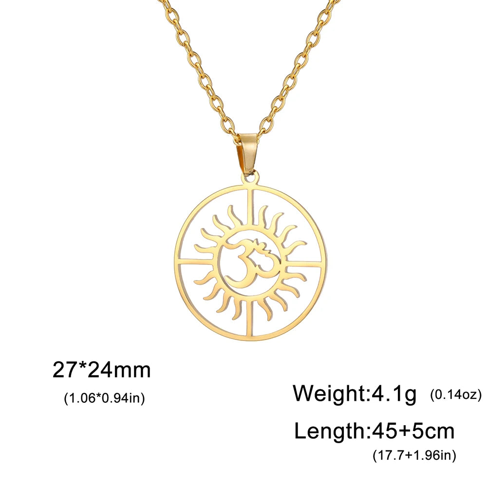 Dawapara India Tamil Om Symbol with Trident Pendant Stainless Steel Necklace Om Shiva Symbol Yoga Vintage Talisman