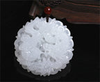 Natural White Afghan Stone Jade Carved Chinese Dragon Phoenix Lucky Pendant Amulet Necklace Charm Gift Jewelry