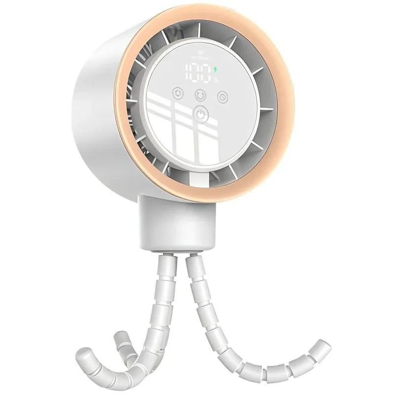 Eary Portable Desk Octopus Fan With 4000mAh Battery 100 Speeds Wind Digital Display Stroller Fan Personal Summer Air