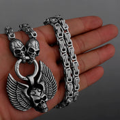Stainless Steel Angel Wing Skull Ghost Pendant