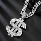 Fashion Hip Hop Dollar Pendant Necklace with 13mm Cuban Chain US Dollar Money Sign Necklaces Rap Rock Punk Jewelry For