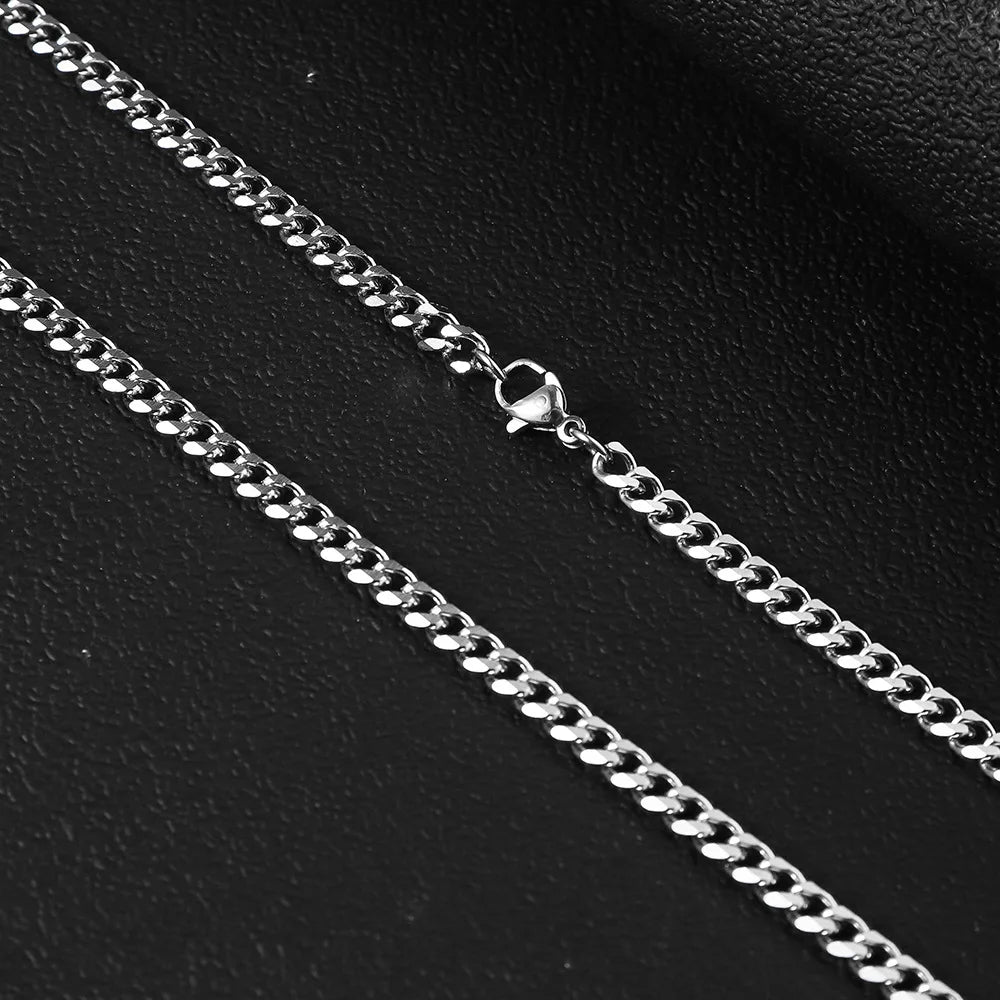 1Pc Size 3mm-9mm Miami Curb Cuban Link Chain for Men Women Stainless Steel Mens Jewelry Hip Hop Chain
