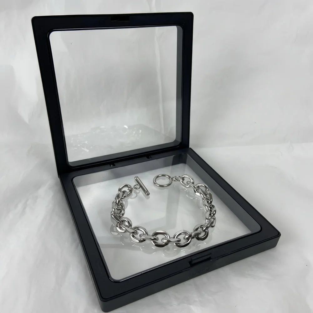 Simple Stainless Steel Men Bracelet INS Silver Color OT Buckle O-Circle Chain Bracelet Fashion Women Jewelry Fashion