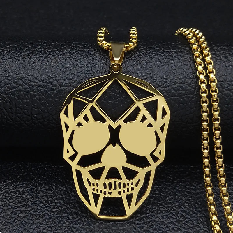 Goth Cool Skull Neck Pendant Stainless Steel Chain Necklace Hip Hop Rock Necklaces Jewelry acero inoxidable joyeria
