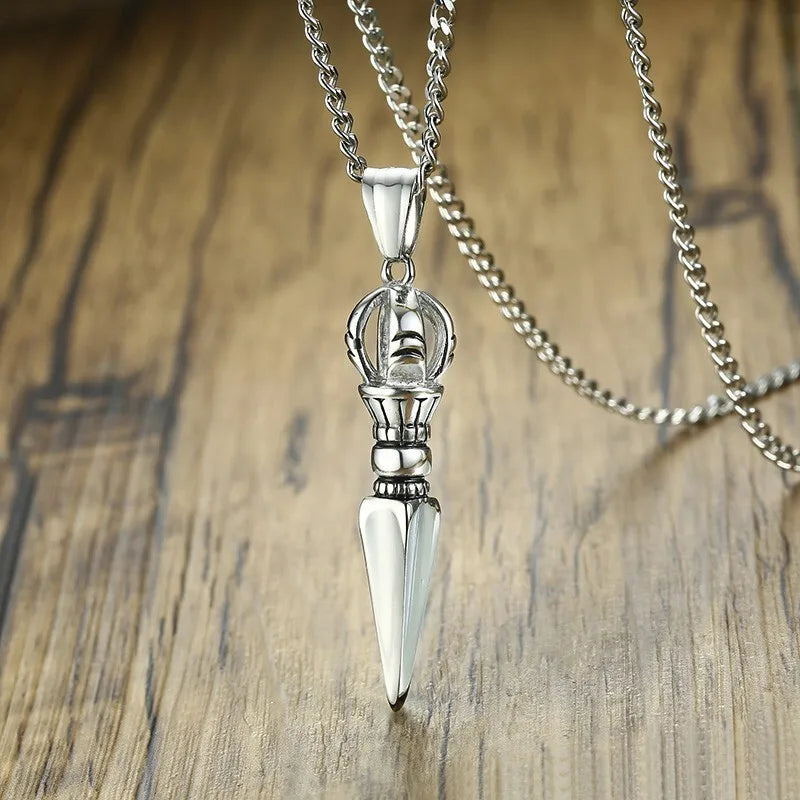 Tibetan Vajra Dagger Pendant Necklace — Stainless Steel