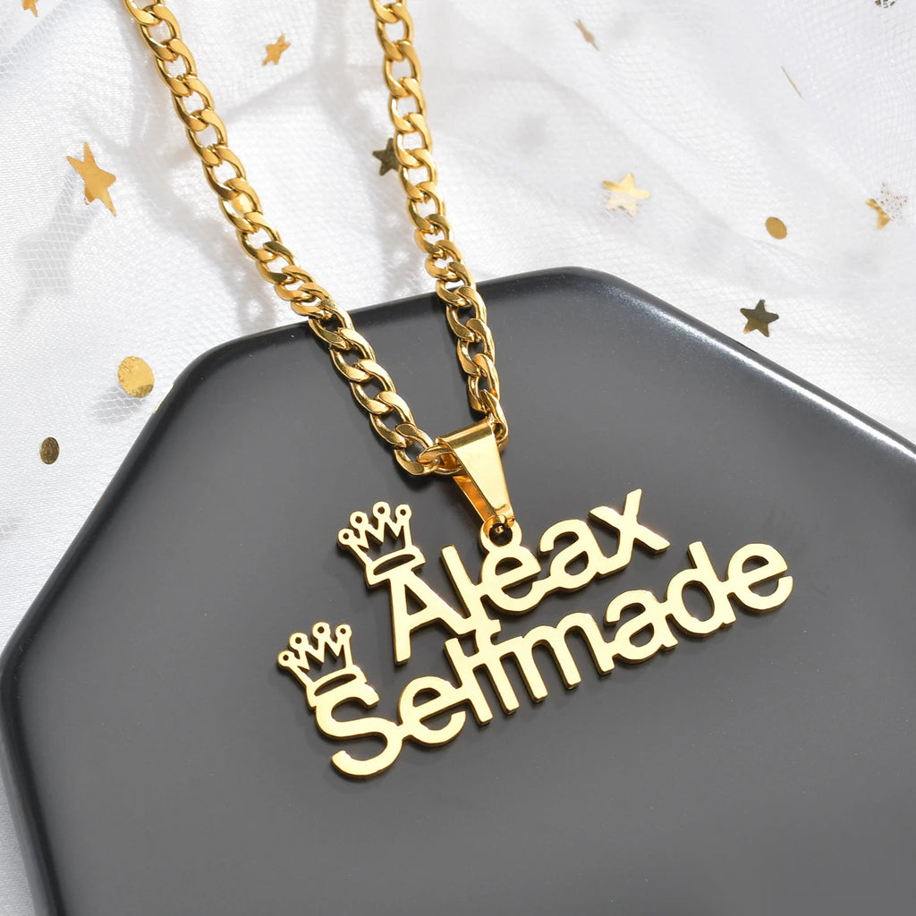 Multiple Styles Personalized Custom 2 Names Necklace Stainless Steel For Men Women Big Size Pendant Christmas Jewelry Gifts