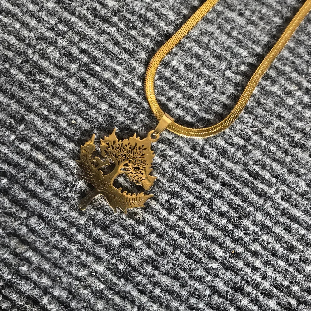 Stainless Steel Necklace For Women Man Maple Leaf Choker Pendant Chain Necklaces Engagement Jewelry korean Fashion NEW