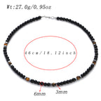 Fashion Mens Necklace 6mm Obsidian Tiger Eyes Stone Beaded Necklaces Minimalist Jewelry Homme Black Chokers Gift