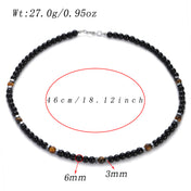 Fashion Mens Necklace 6mm Obsidian Tiger Eyes Stone Beaded Necklaces Minimalist Jewelry Homme Black Chokers Gift
