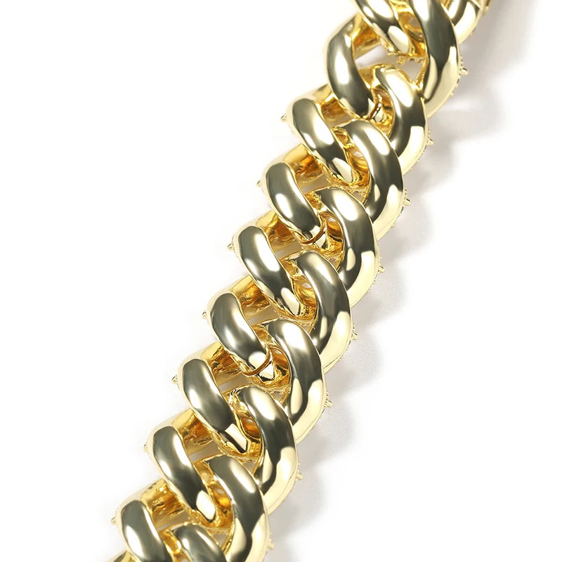 Iced Out CZ Cuban Miami Link Chain Necklace 25mm — Two-Tone