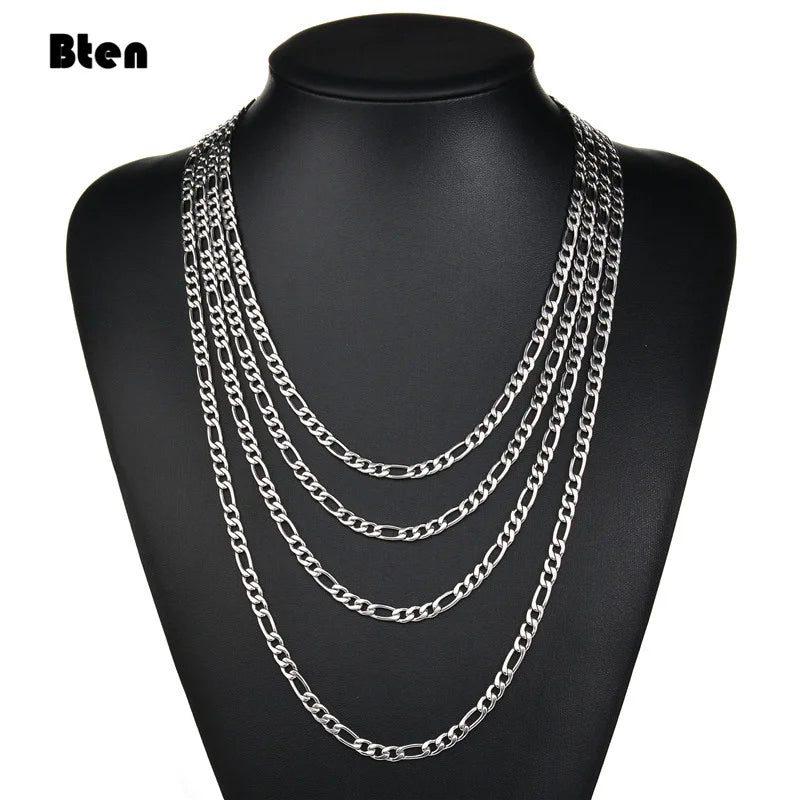 BTEN 2020 Fashion Classic Figaro Chain Necklace Men Stainless Steel Long Necklace For Men Women Chain Jewelry