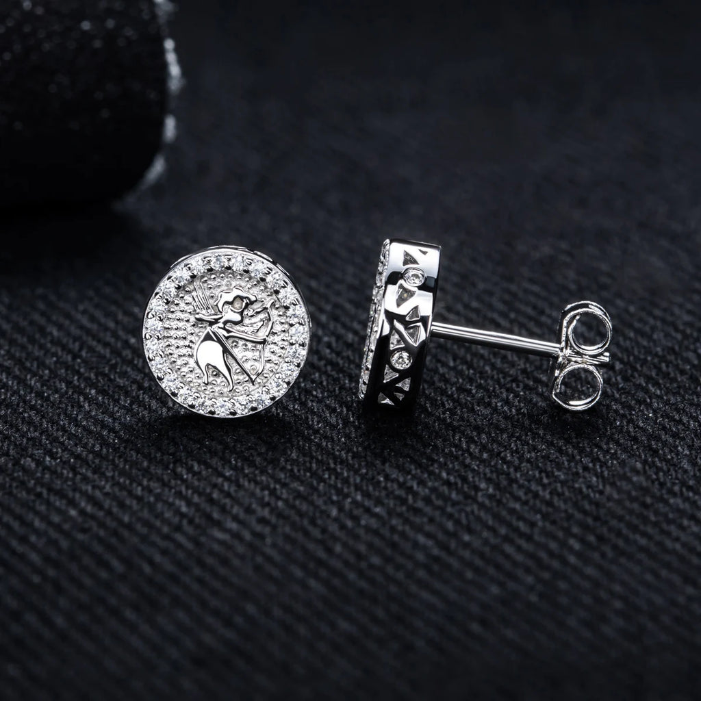 Iced Out Angel Stud Earrings — 925 Silver