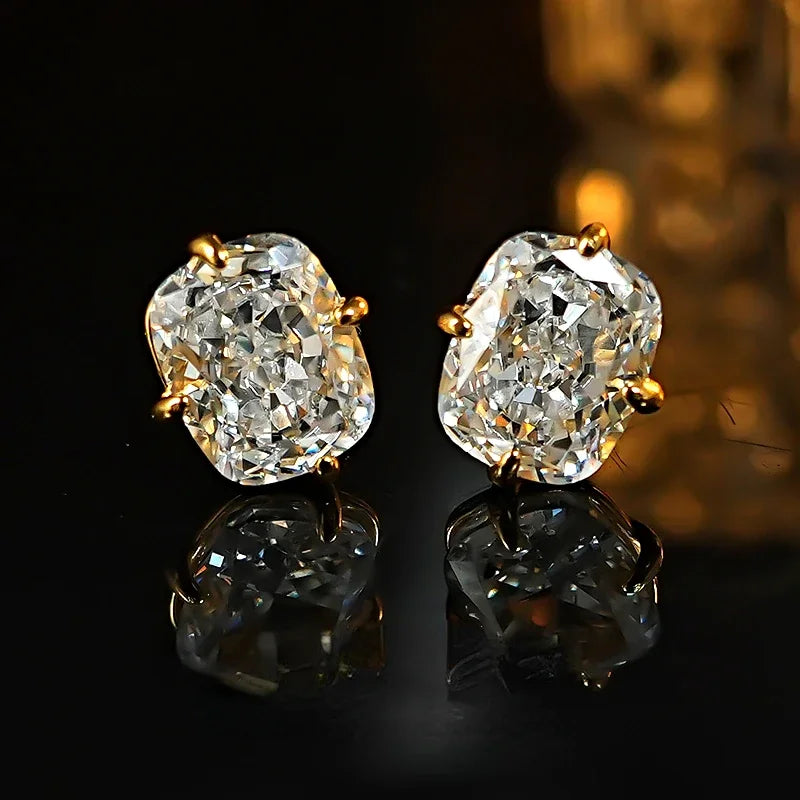 Fashion Classic Sparkling Synthetic Zirconia Stud Earrings for Unisex Luxury Minimalist Design Party Banquet Jewelry