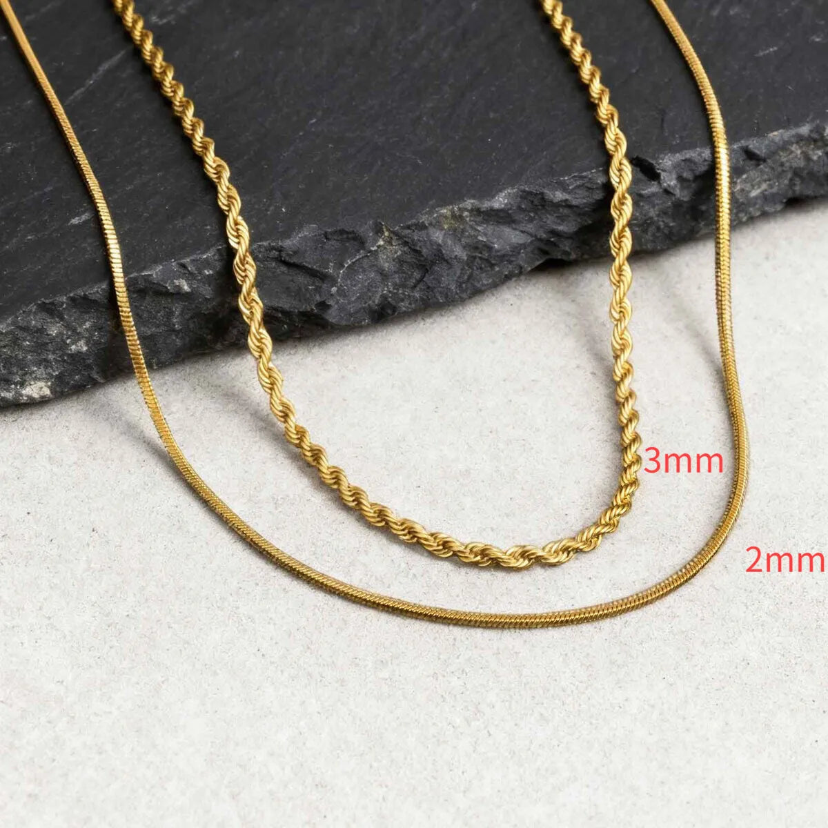 Two-Tone Twisted Rope Chain Necklace — Stainless Steel