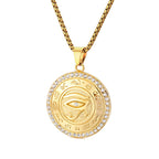 Ancient Egypt The Eye of Horus Pendant Gold Male Color Stainless Steel Zircon Round Necklace for Men Egyptian Jewelry Gift 2025